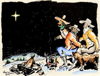 Cowboys and Dog Look at Christmas Star