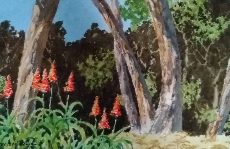 Untitled - Trees and Orange Flowers