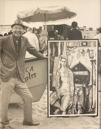 Phil Dike with Painting on the Beach